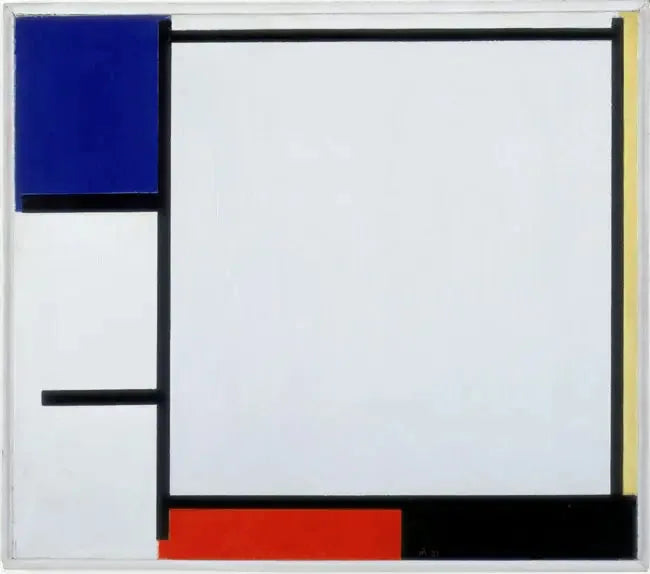 Composition avec du bleu, du jaune, du rouge, du noir et du gris - Piet Mondrian image 1 copie de tableau peinte à la main