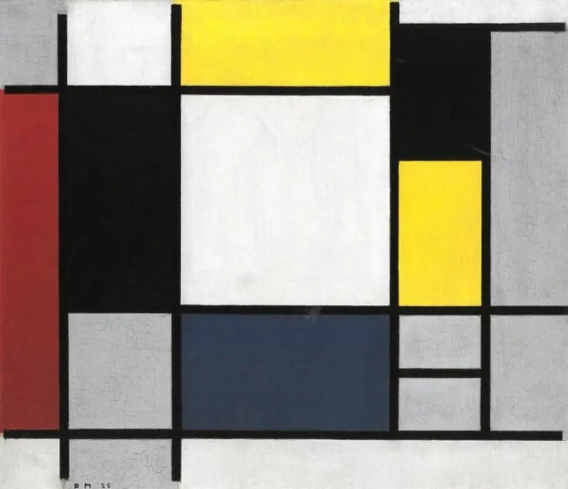Composizione con giallo, rosso, nero, blu e grigio - Piet Mondrian