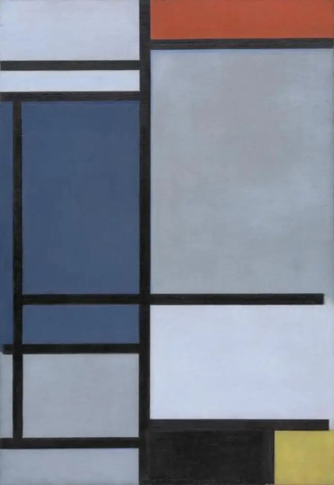 Reproduction du tableau « Composition avec du rouge, du bleu, du noir, du jaune et du gris - Piet Mondrian » par Alpha Reproduction en peinture à l’huile
