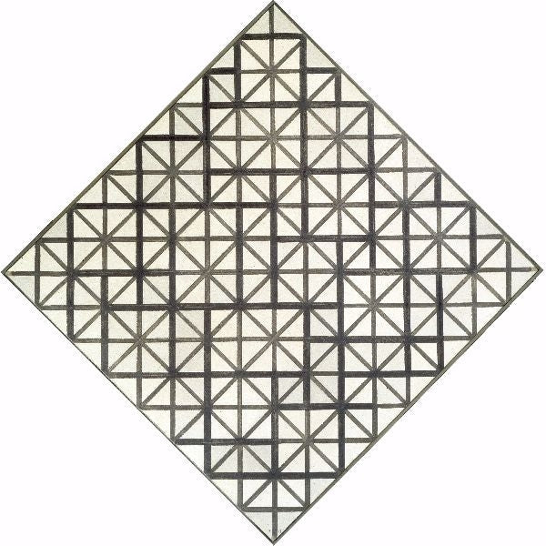 Reproduction du tableau « Composition avec lignes grises - Piet Mondrian » par Alpha Reproduction en peinture à l’huile