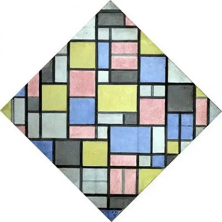 Composizione con raster 6: risultato, composizione con colori - Piet Mondrian