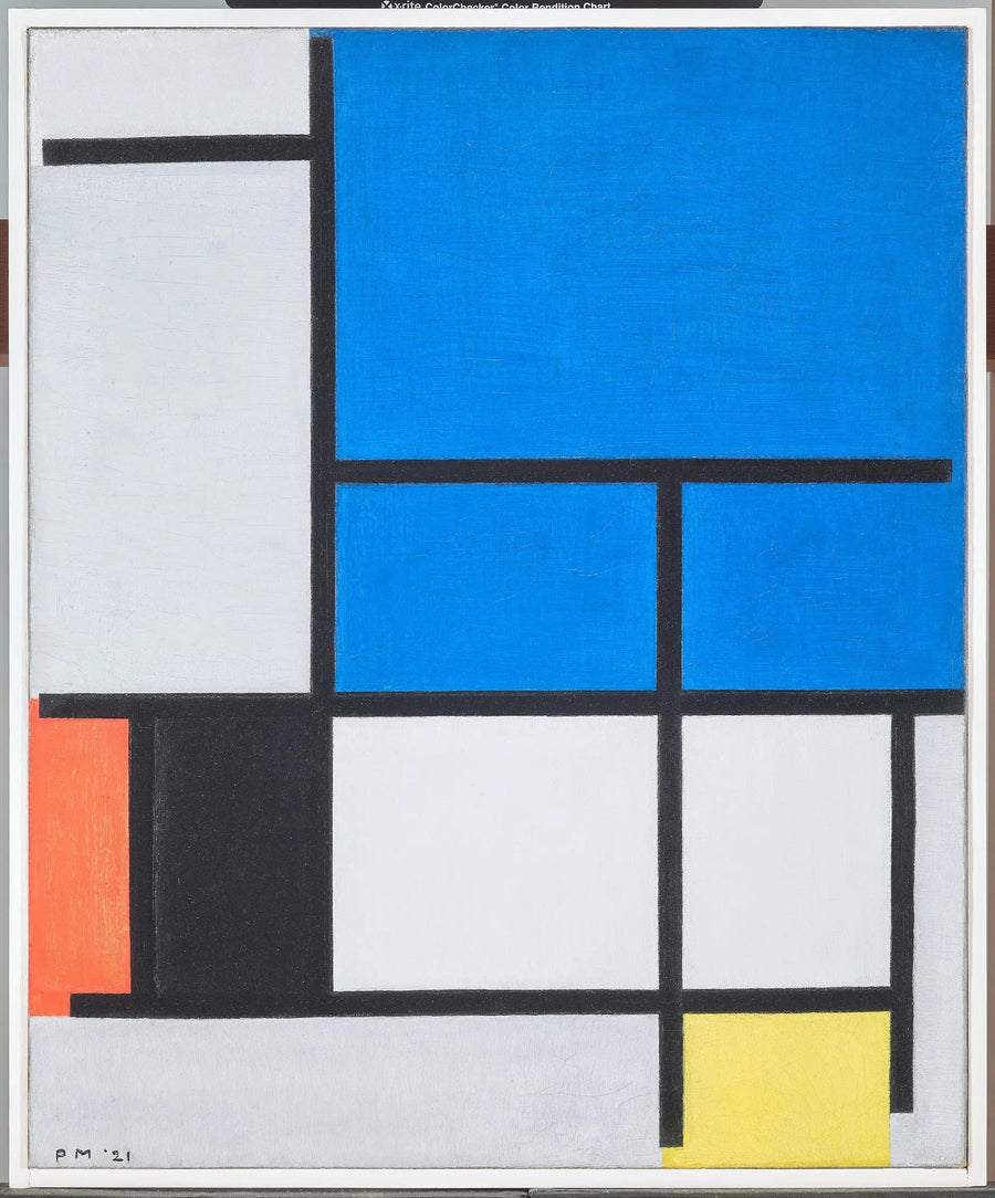 Composizione con un grande aereo blu, rosso, nero, giallo e grigio - Piet Mondrian