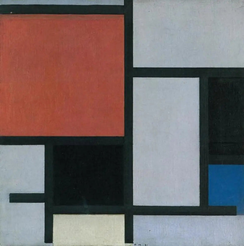 Composizione con un grande aereo rosso, nero, blu, giallo e grigio - Piet Mondrian