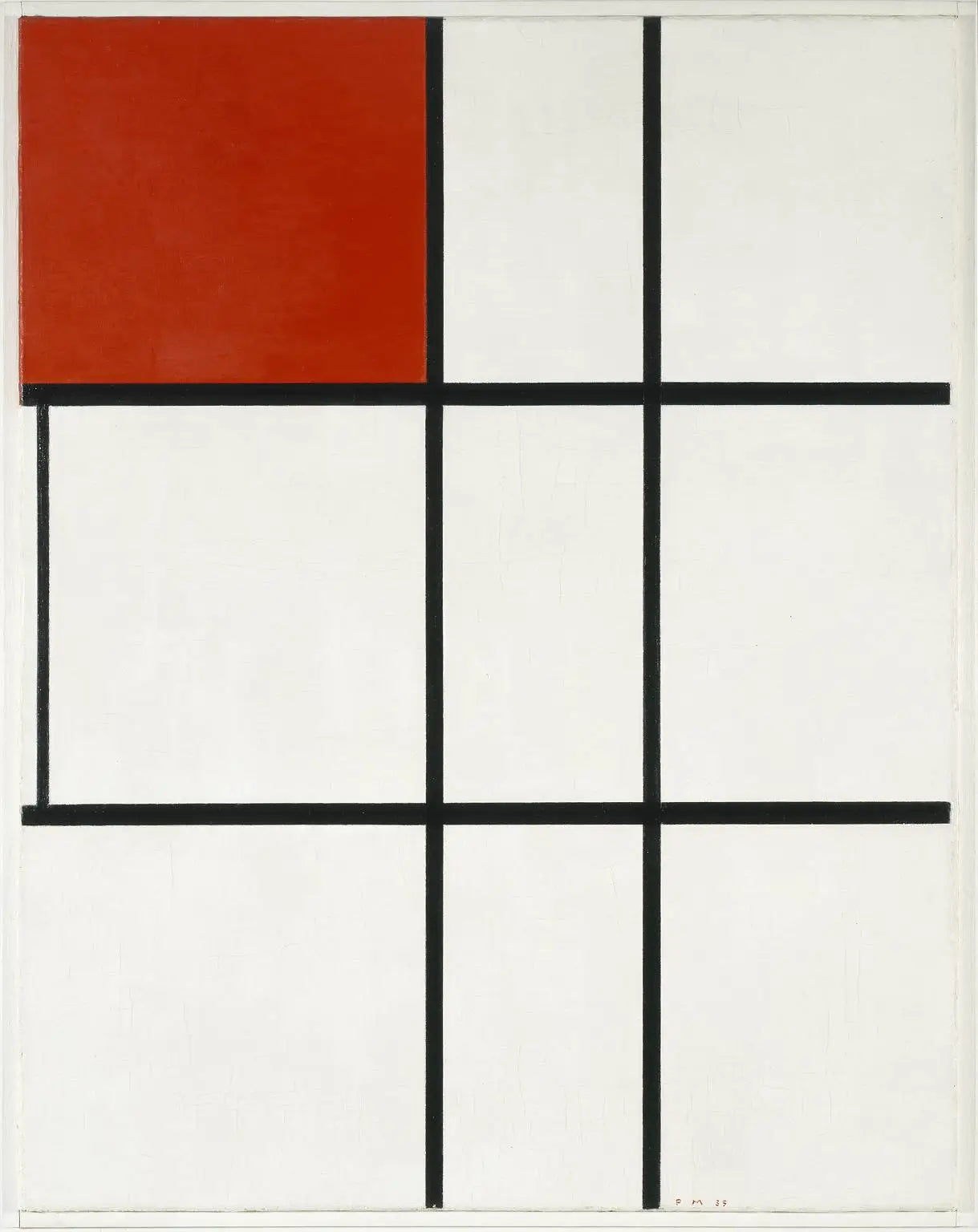 Reproduction du tableau « Composition B (n° II) avec rouge - Piet Mondrian » par Alpha Reproduction en peinture à l’huile