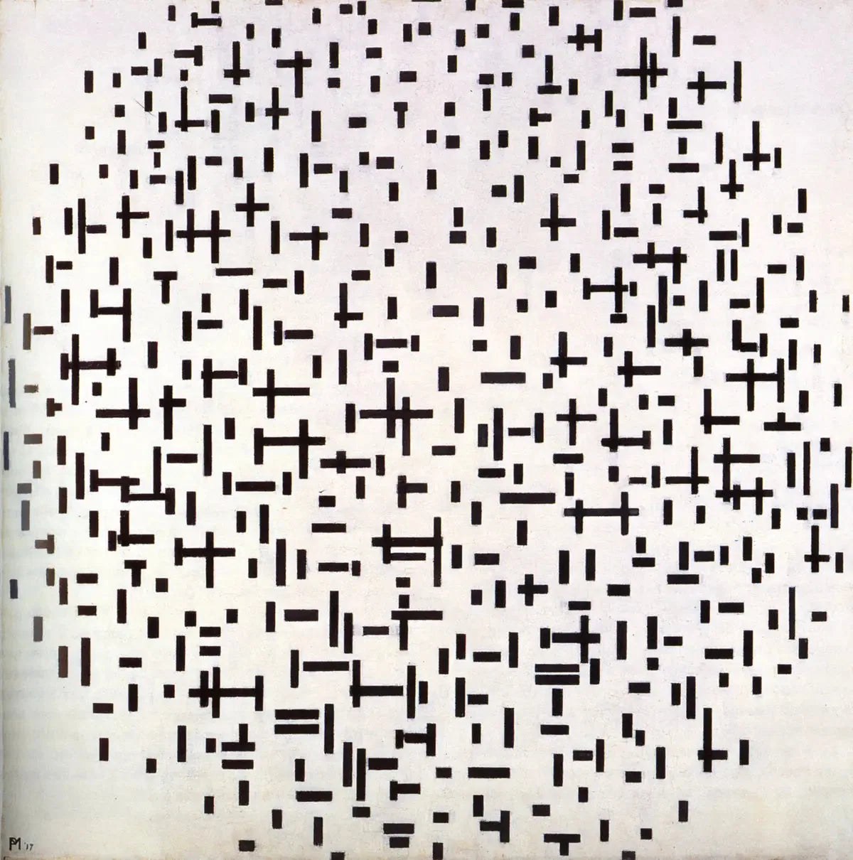 Composition en ligne, deuxième état - Piet Mondrian image 1 tableau peint à l’huile sur toile