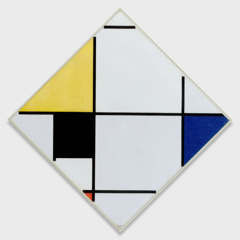 Composizione a rombo con giallo, nero, blu, rosso e grigio - Piet Mondrian