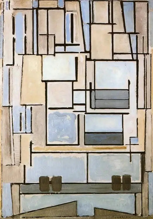Composizione n° VI, Composizione 9 (Facciata blu) - Piet Mondrian