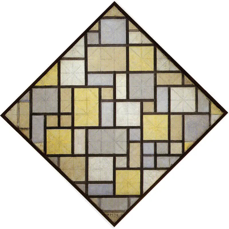 Composizione: Piani di colore chiaro con linee grigie - Piet Mondrian