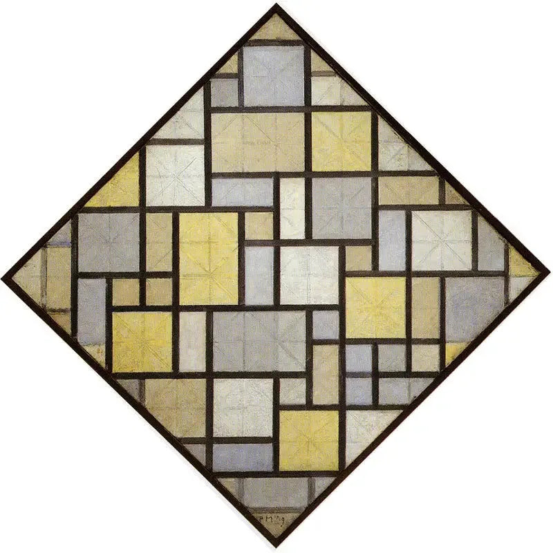 Composizione: Piani di colore chiaro con linee grigie - Piet Mondrian