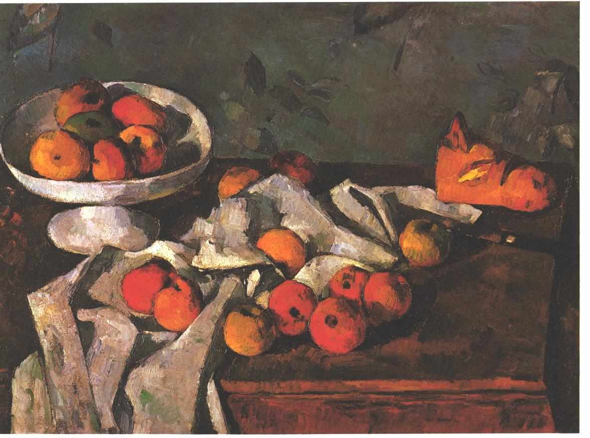 Reproduction du tableau « Compotier, pommes et miche de pain - Paul Cézanne » par Alpha Reproduction en peinture à l’huile