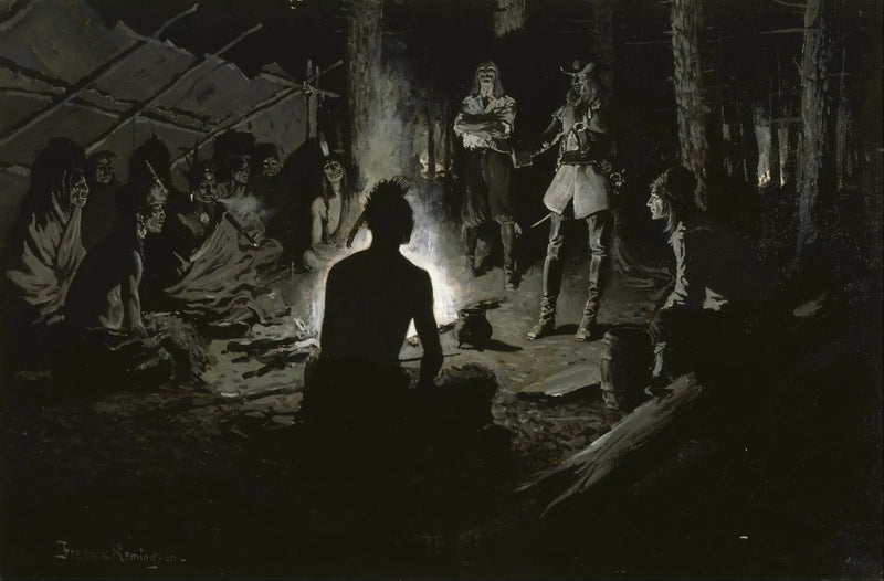 Consiglio degli esploratori francesi con gli Indiani - Frederic Remington