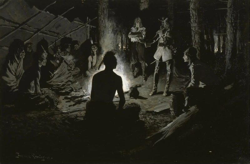Consiglio degli esploratori francesi con gli Indiani - Frederic Remington