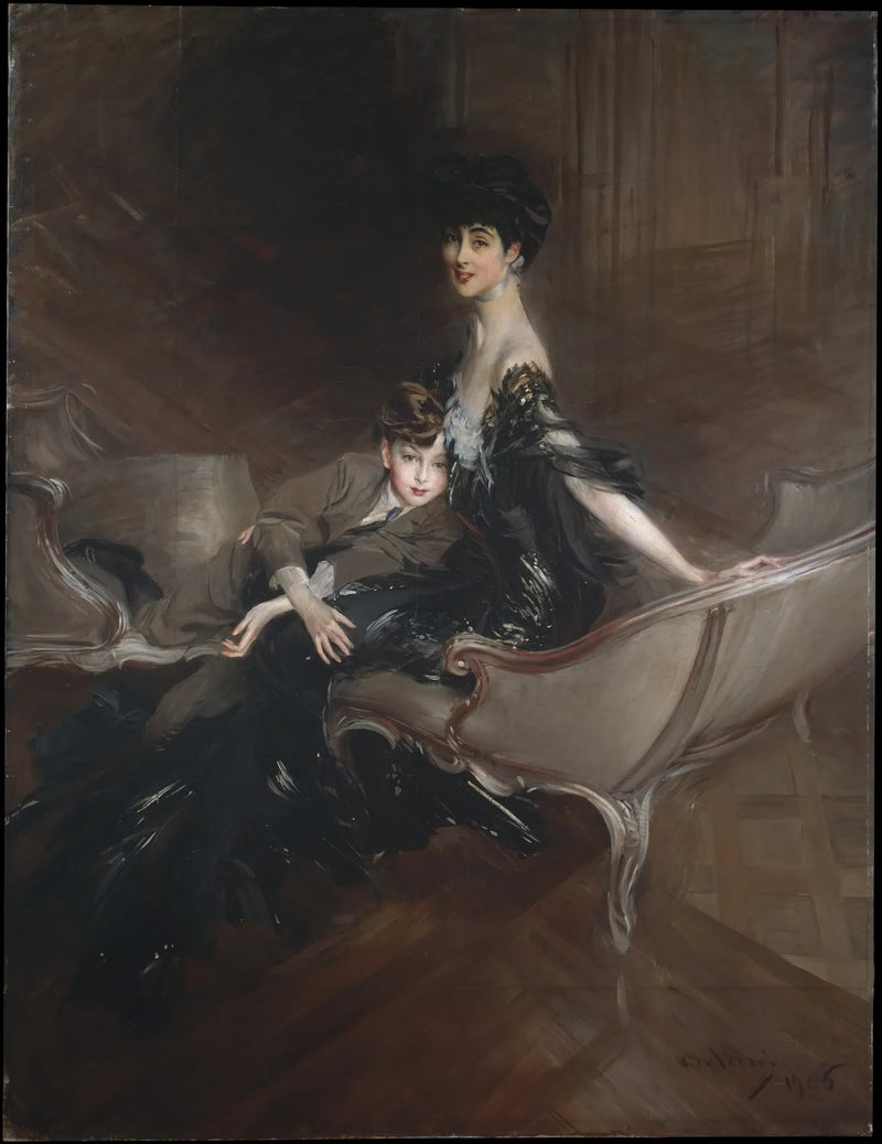 Consuelo Vanderbilt (1876–1964), duchessa di Marlborough, e suo figlio, Lord Ivor Spencer-Churchill (1898–1956) - Giovanni Boldini