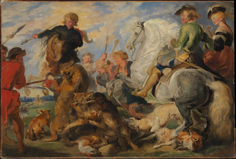 Copia da « La caccia al lupo e alla volpe » di Rubens - Edwin Henry Landseer