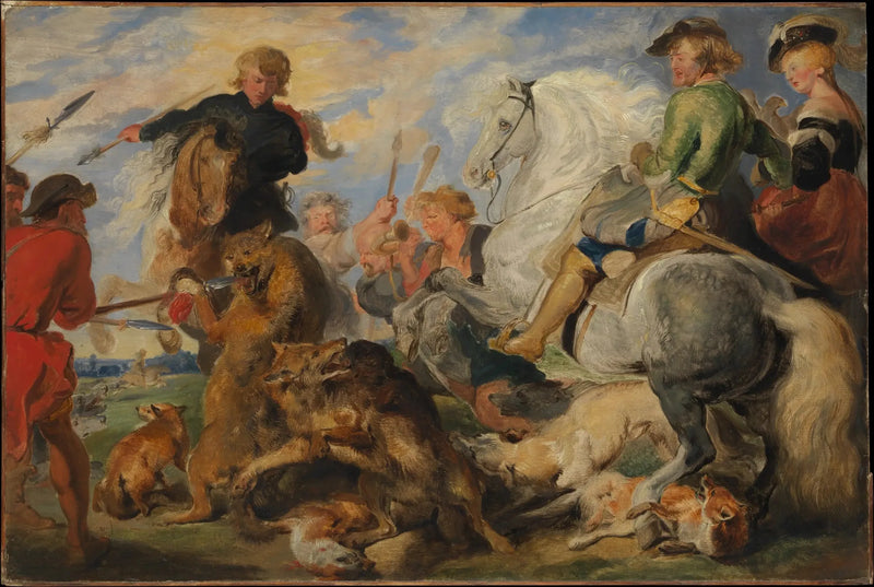 Copia da « La caccia al lupo e alla volpe » di Rubens - Edwin Henry Landseer