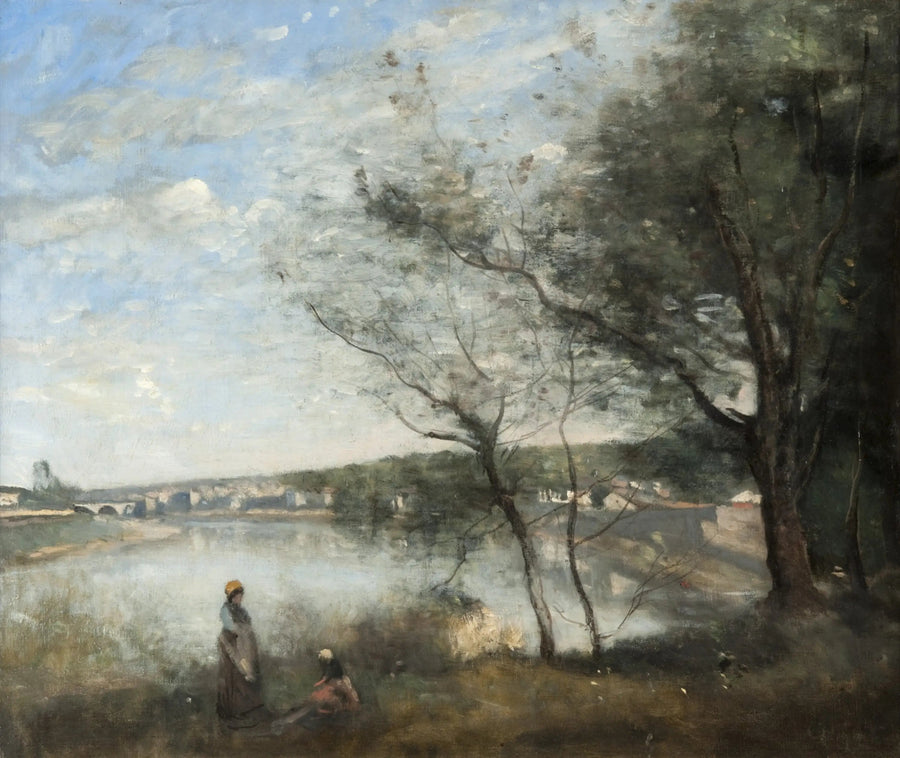 Corbeil visto da lontano: Dietro gli alberi, la mattina - Jean-Baptiste Camille Corot