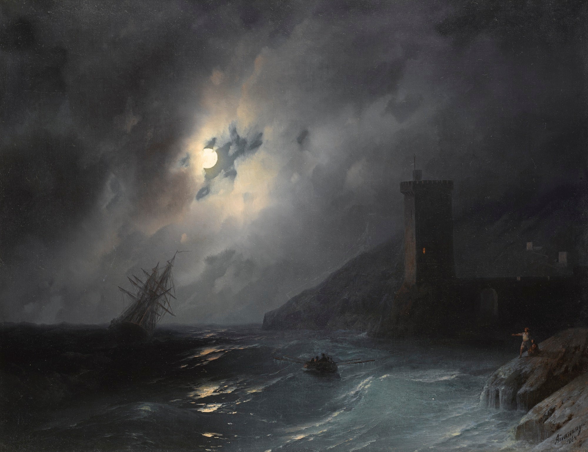 Côte au clair de lune - Ivan Aïvazovski - Alpha Reproduction