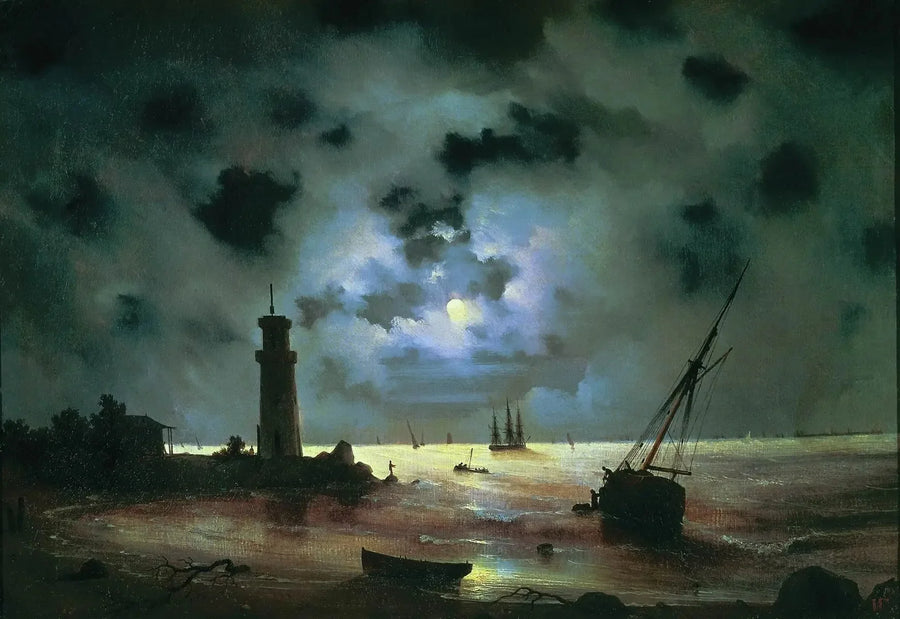 Costa della notte. Vicino al faro - Ivan Aïvazovski