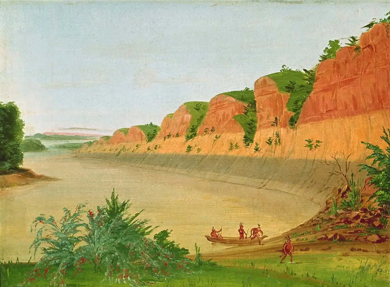 Côté sud de l'île Buffalo, montrant des baie di Buffalo au premier plan - George Catlin