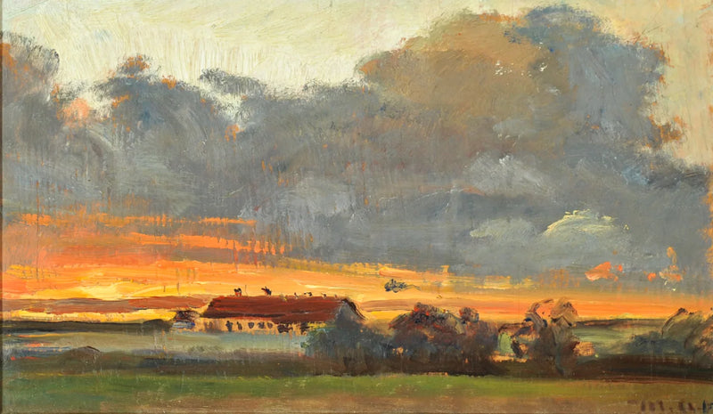 Tramonto a Skagen con vista sulla fattoria di Rytter Sären. -Michael Peter Ancher