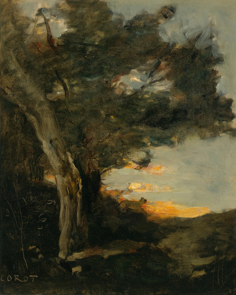 Tramonto con una leonessa - Jean-Baptiste Camille Corot