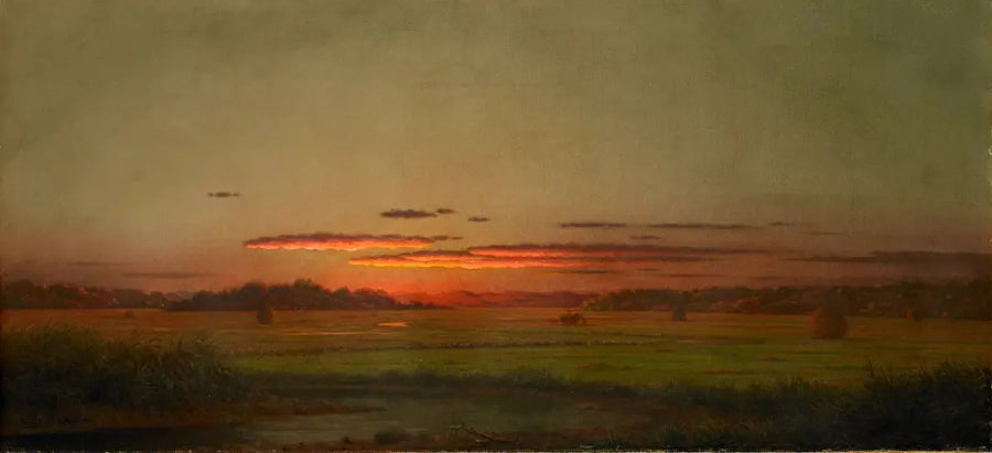 Tramonto, carro di fieno in lontananza - Martin Johnson Heade