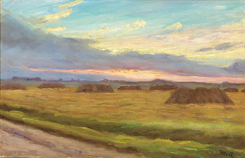 Tramonto su un paesaggio raccolto a Skagen. -Michael Peter Ancher