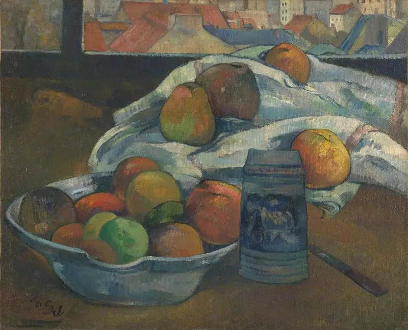 Coppa di frutta e brocca davanti alla finestra - Paul Gauguin