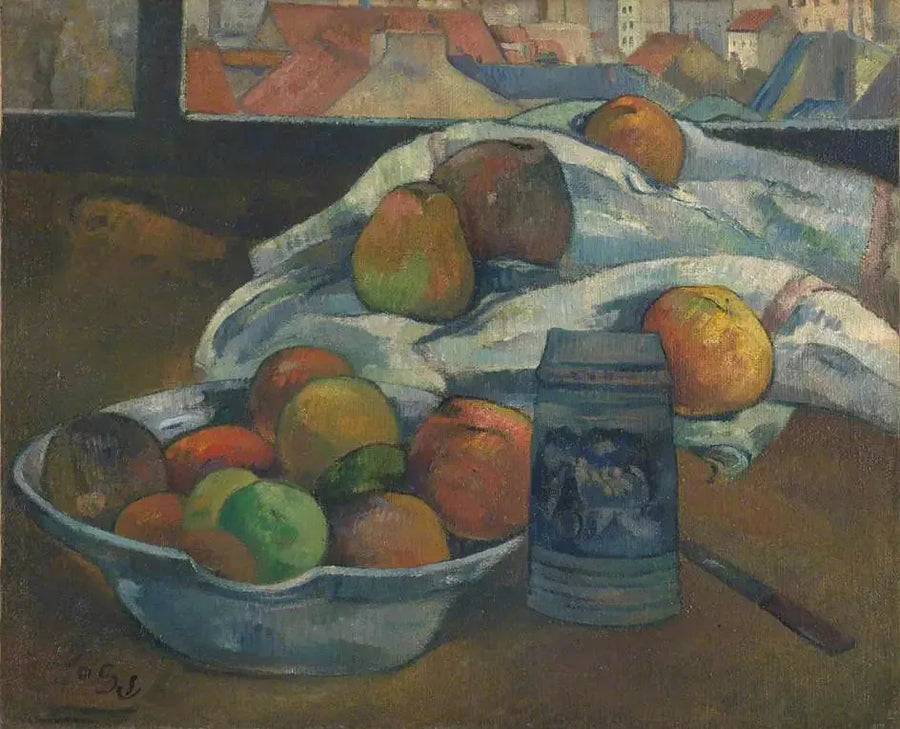 Coppa di frutta e brocca davanti alla finestra - Paul Gauguin