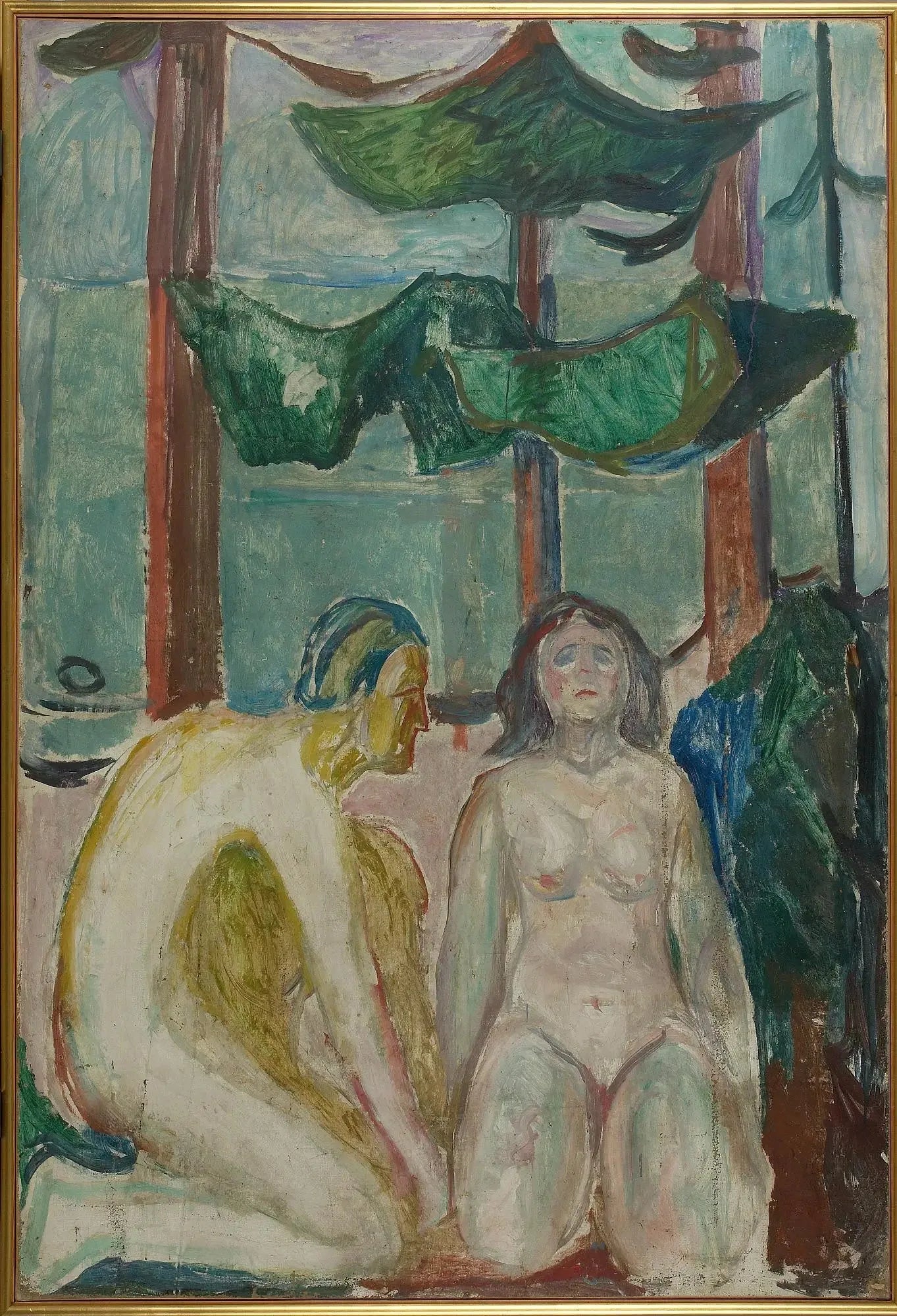 Couple nu sous les arbres - Edvard Munch image 1 copie de tableau peinte à la main