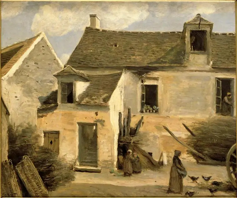 Cour d’une maison de paysans aux environs de Paris - Jean-Baptiste Camille Corot - Alpha Reproduction