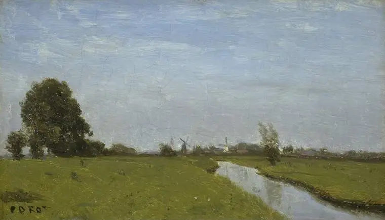 Fiume in Olanda. Pianura - Jean-Baptiste Camille Corot