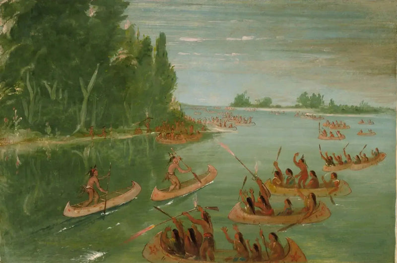 Corsa in canoa vicino a Sault Ste. Marie - George Catlin