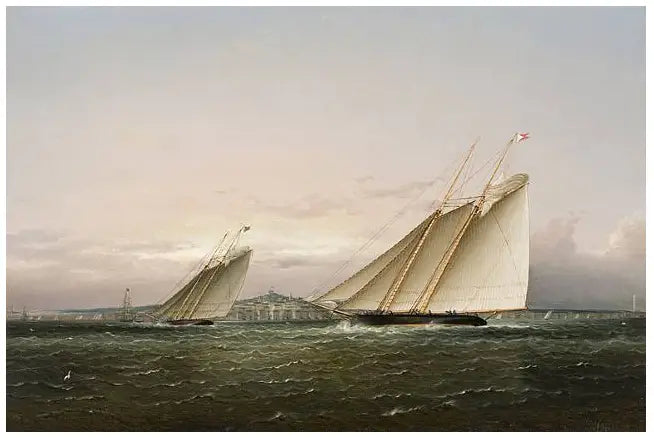 Corsa di yacht nel porto di Boston. - James E. Buttersworth