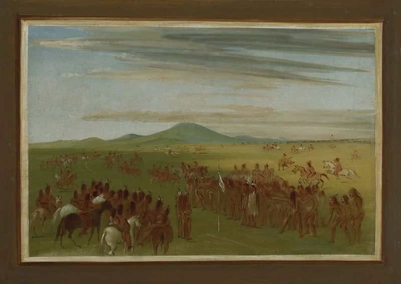 Corse ippiche su un percorso dietro il villaggio di Mandan - George Catlin