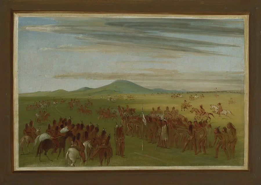 Corse ippiche su un percorso dietro il villaggio di Mandan - George Catlin