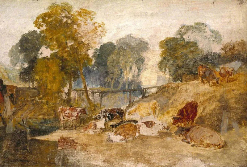 Mucche in un Paesaggio con un Ponte Pedonale - J. M. W. Turner