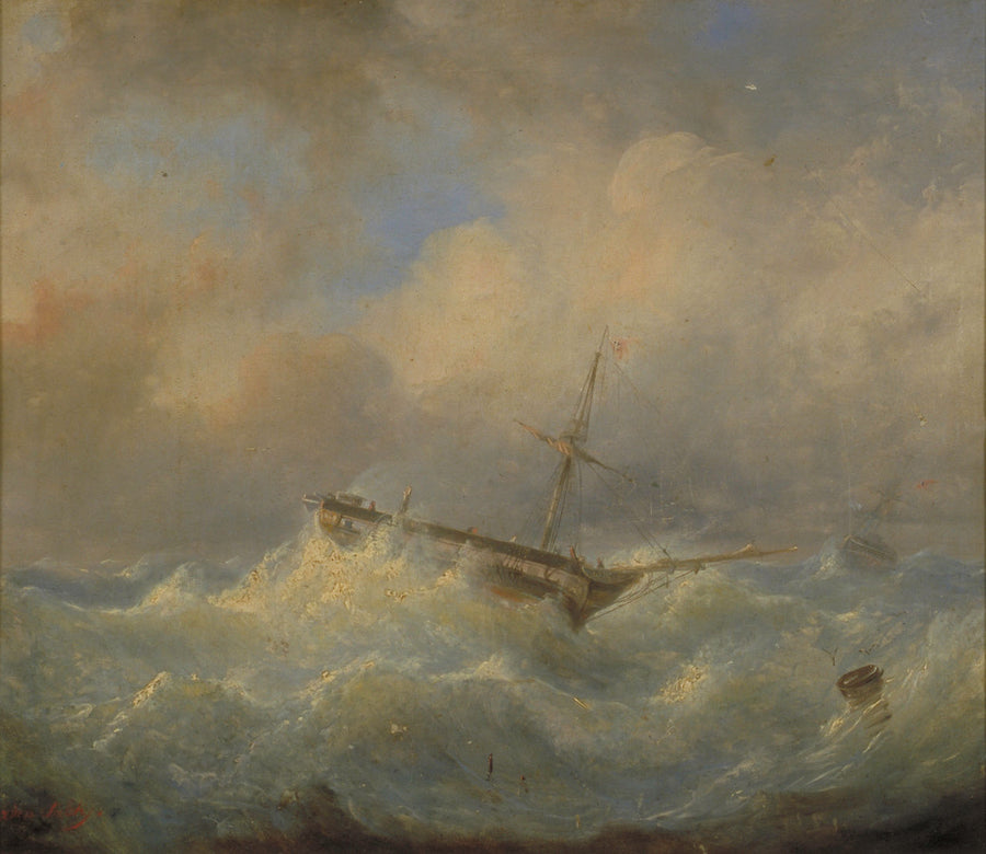 Navire en détresse, Raden Saleh, vers 1842