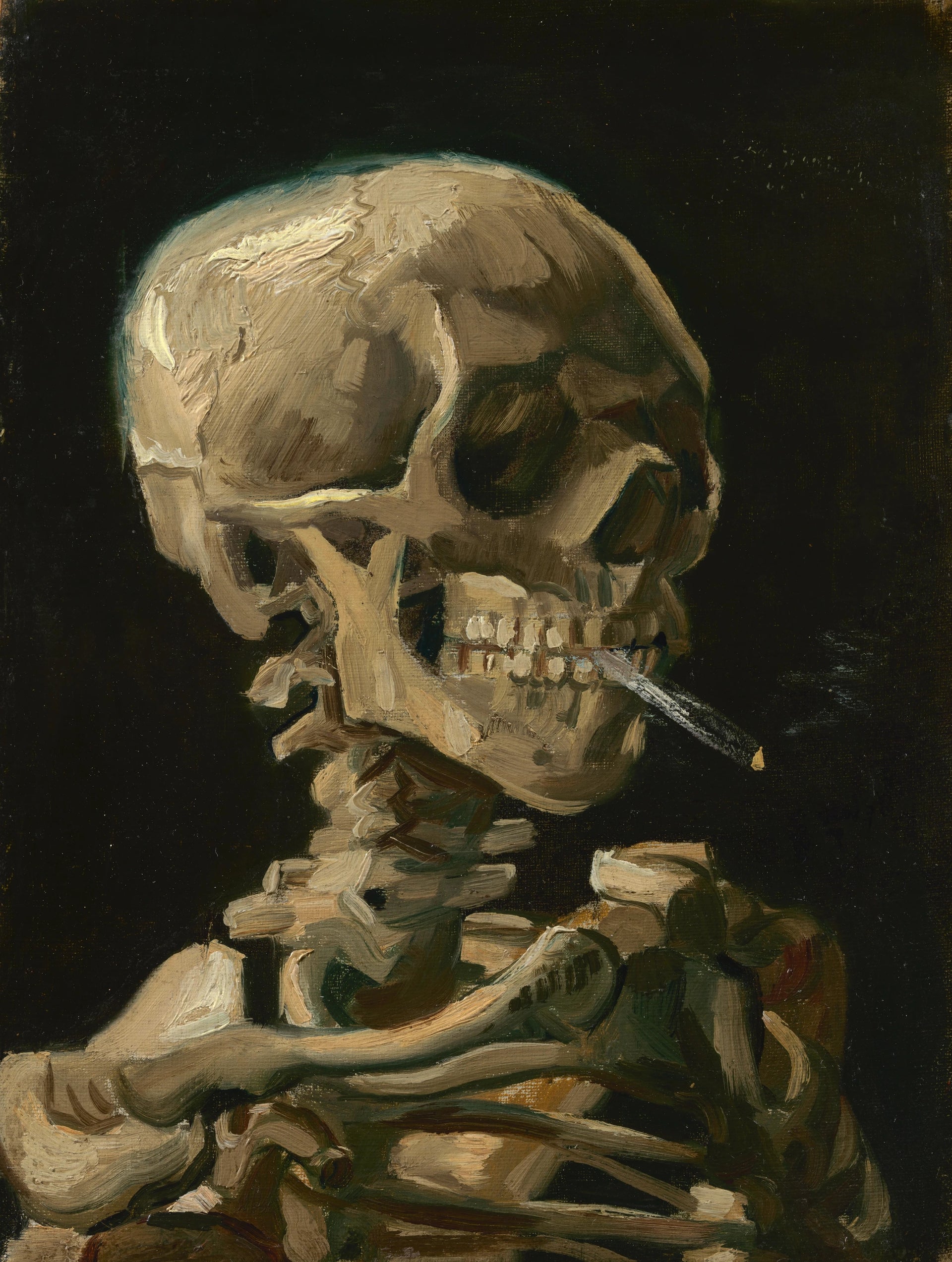 Crâne de squelette avec cigarette allumée F212 JH999 — Vincent van Gogh