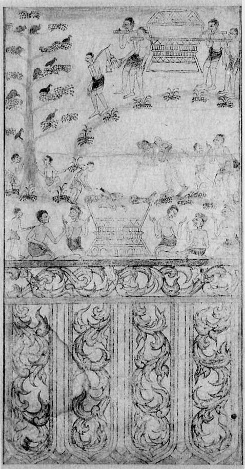 Crémation de Jujaka, Artiste thaïlandais anonyme, XIXe-XXe siècles