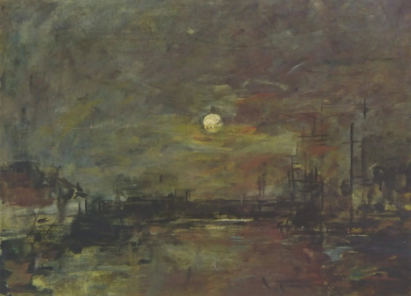 Crepuscolo sul bacino del Commercio ad Havre - Eugène Boudin