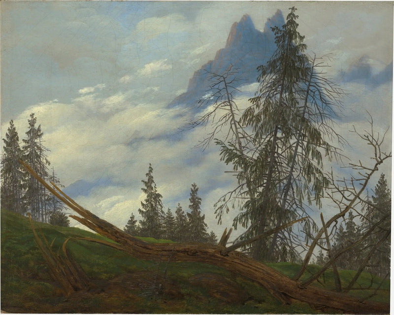 Cresta di alta montagna con nuvole di guida - Caspar David Friedrich