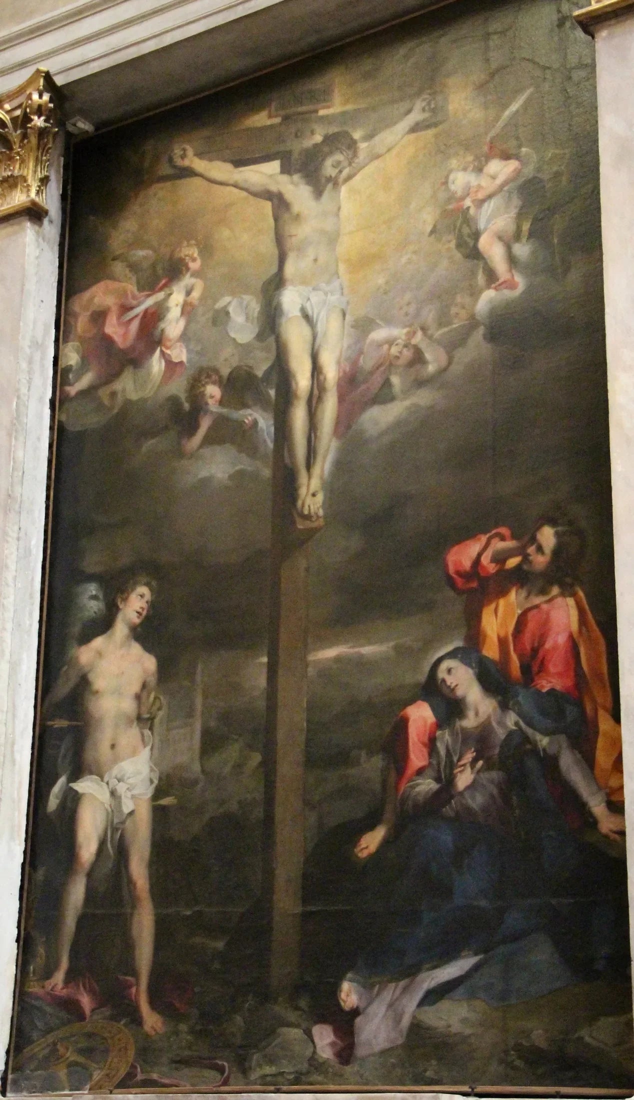Crocifisso avec la Madone, San Giovanni et San Sebastiano - Federico Barroci image 1 tableau peint à l’huile sur toile