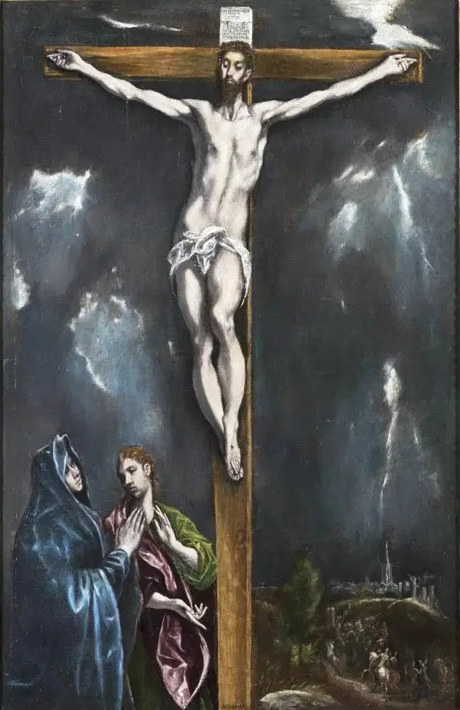 Crucifixion avec la Vierge Marie et saint Jean l'Évangéliste - El Greco image 1 reproduction de peinture à l’huile