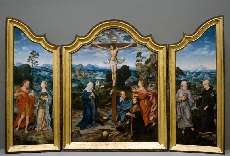 Crocifissione con Santi e Donatori - Joos van Cleve