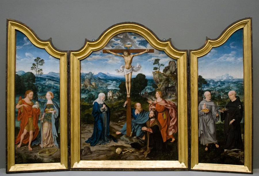 Crocifissione con Santi e Donatori - Joos van Cleve