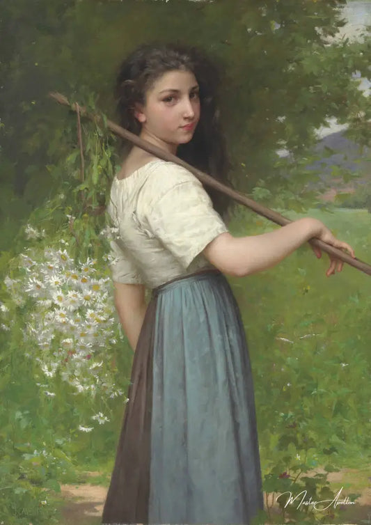 Cueillette des marguerites - Jules-Cyrille Cavé - Reproductions de tableaux et peintures haut de gamme