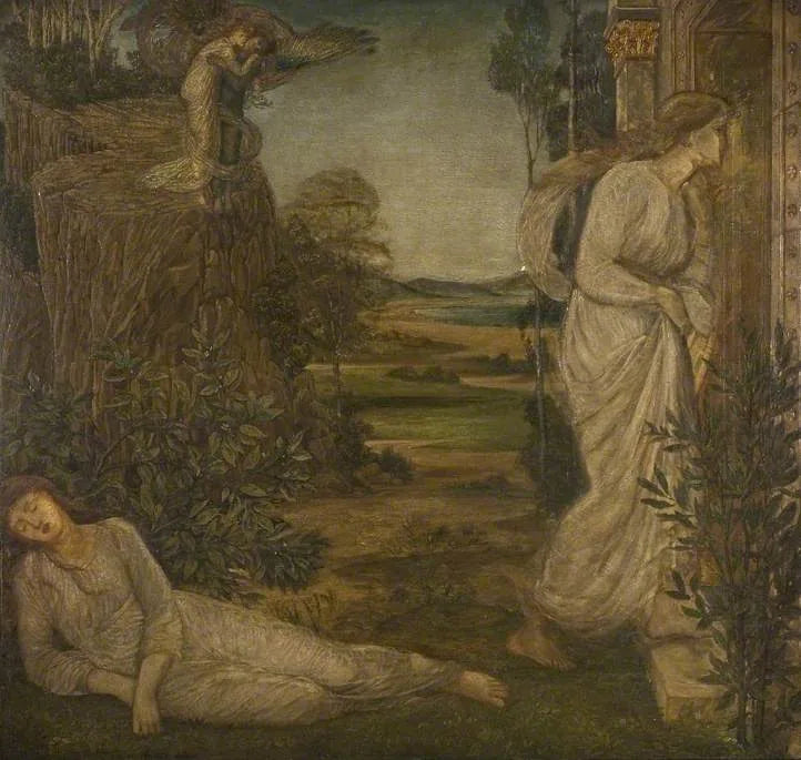 Cupido e Psiche - Pitture murali verdi del palazzo - Edward Burne-Jones