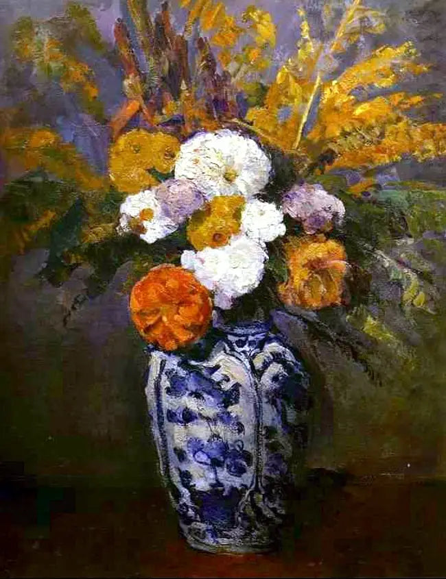 Dalie in un grande vaso di Delft - Paul Cézanne