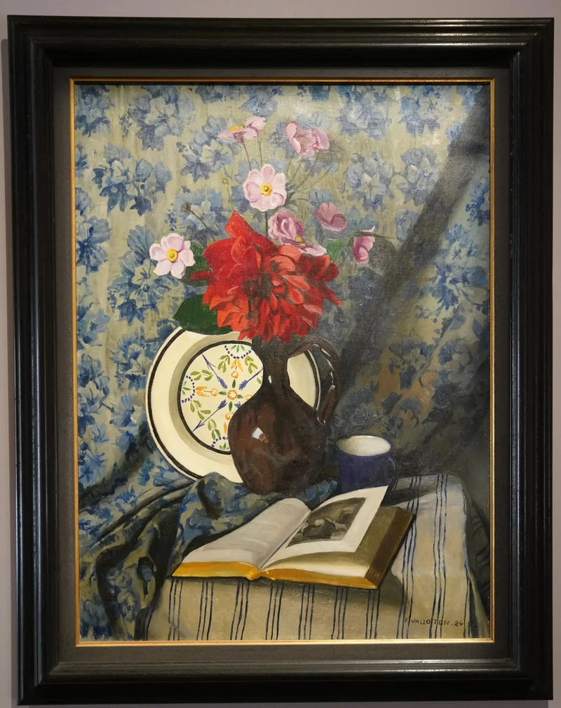 Dahlias rossi e libro aperto - Félix Vallotton